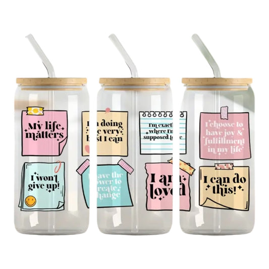 Positivity Tumbler With Glass Straw